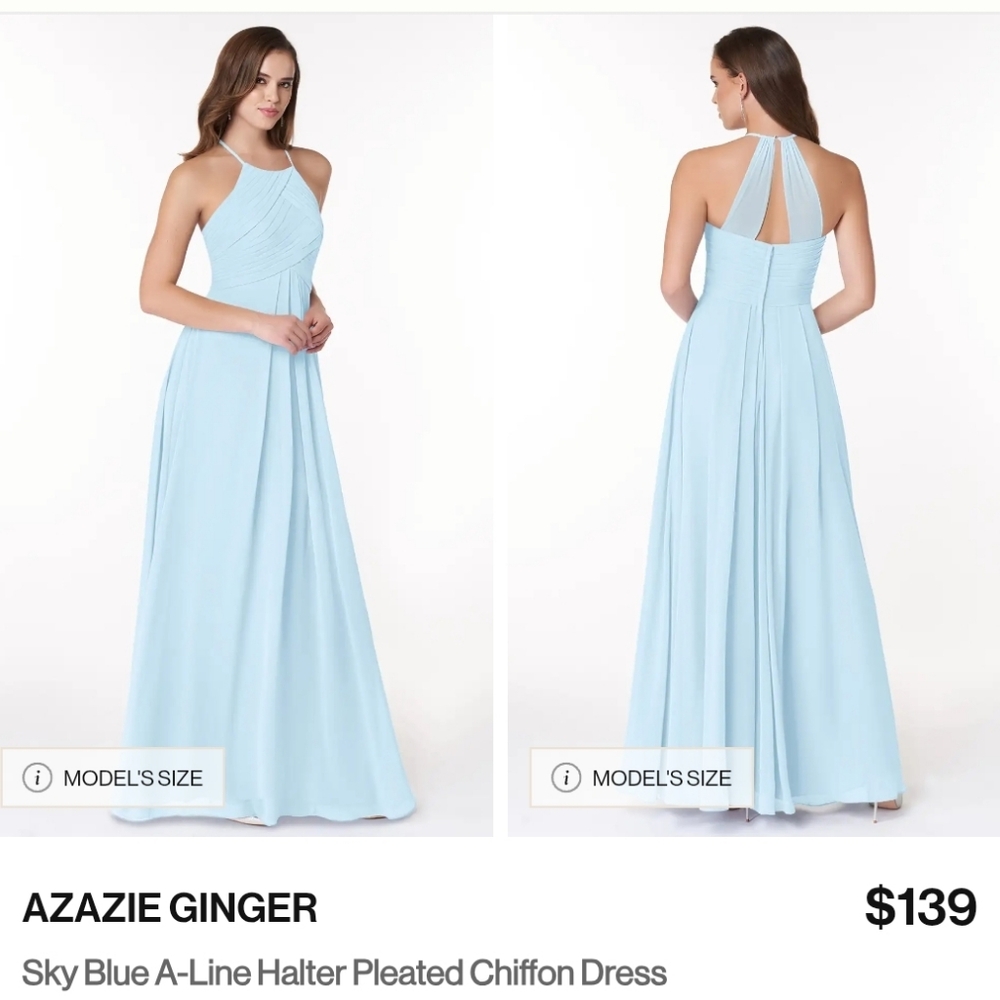 Azazie Ginger Sky Blue Halter Maxi Dress